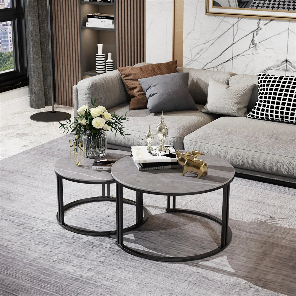 Round Marble Coffee & End Table