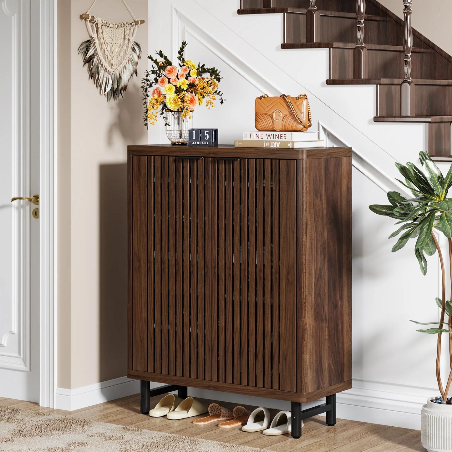 6-Tier Fluted Shoe Cabinet