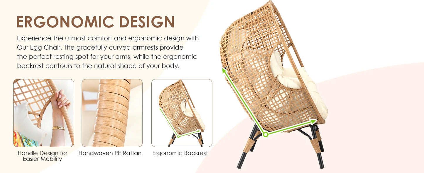Whicker Egg Chair With Ottoman