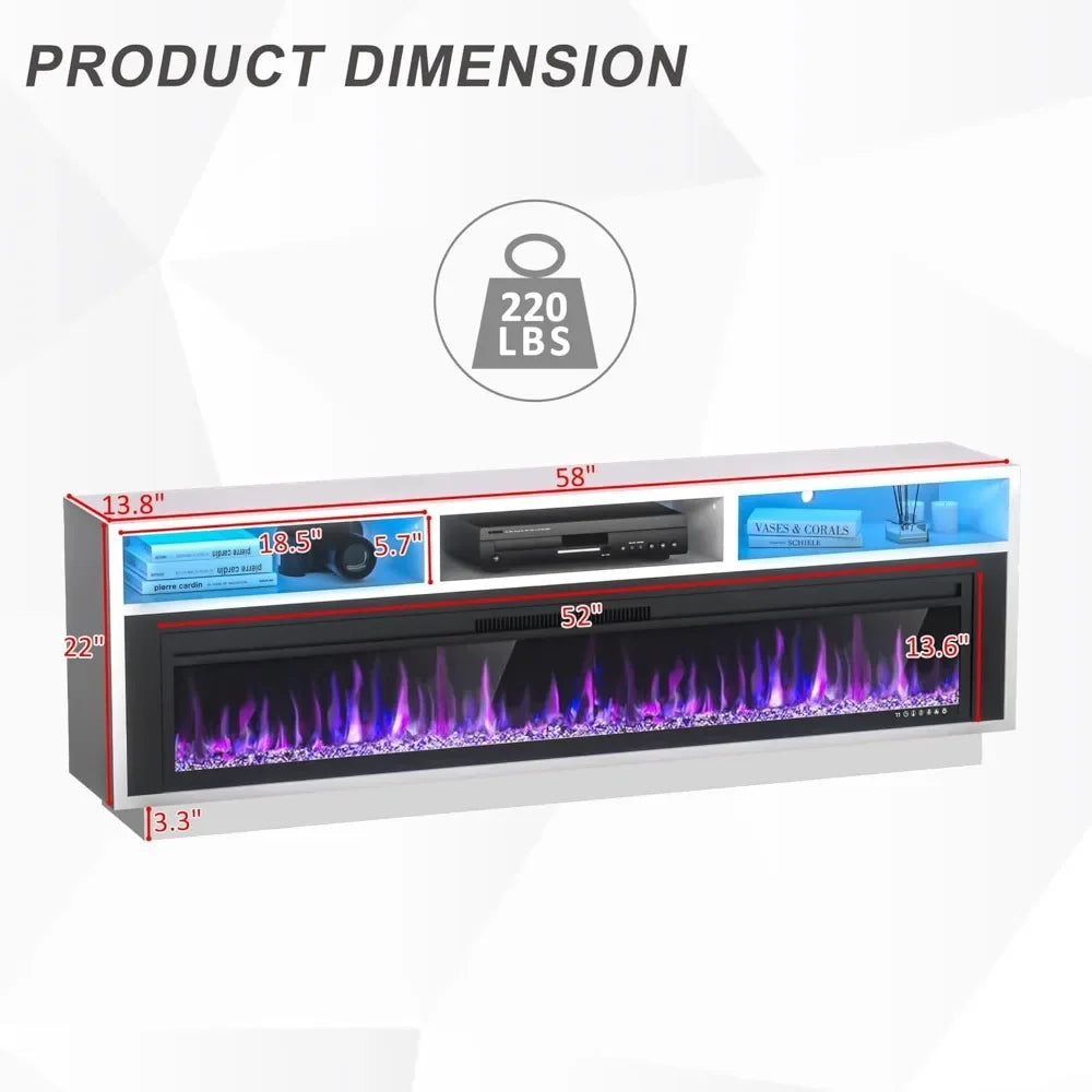 Electric Fireplace LED Light Entertainment Center