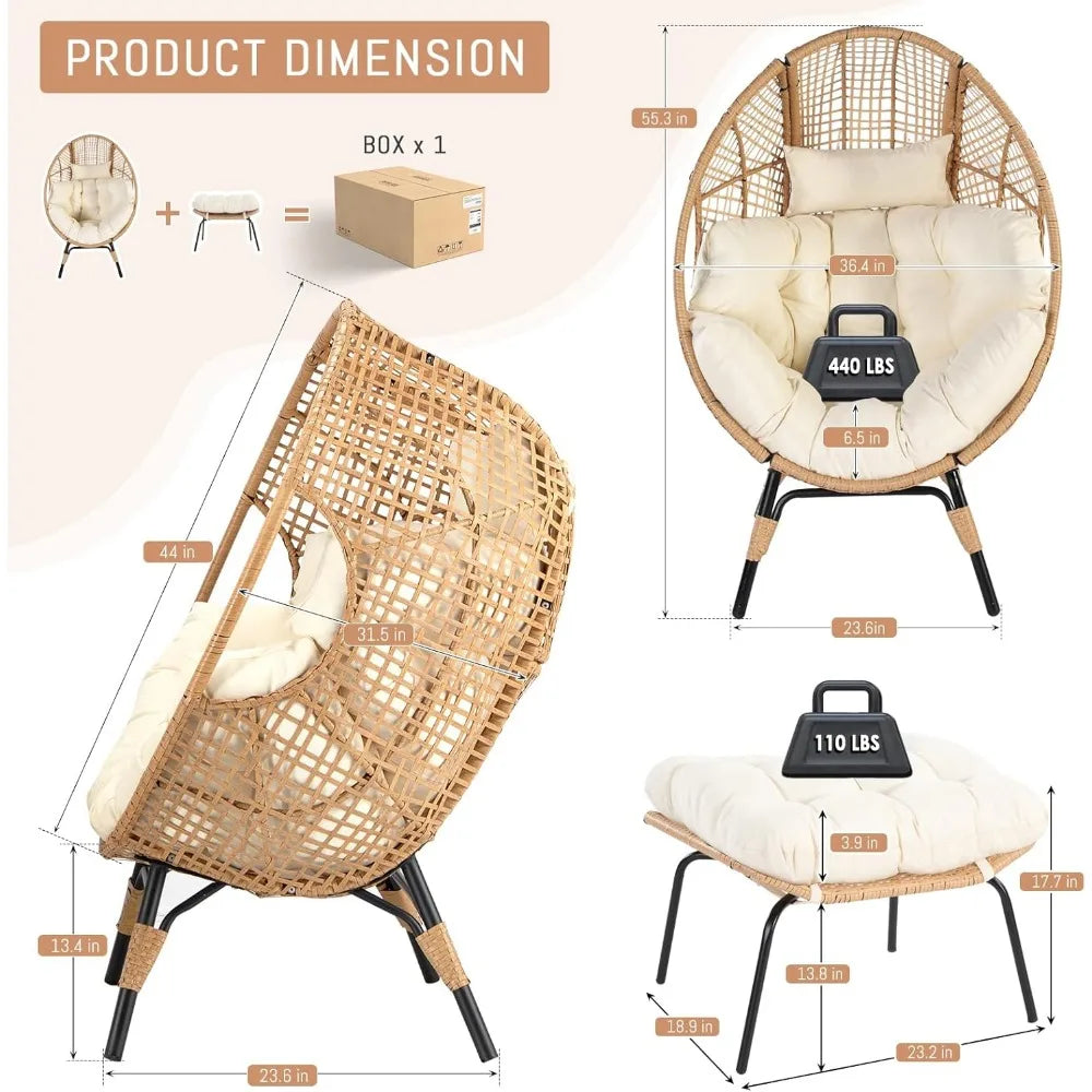 Whicker Egg Chair With Ottoman