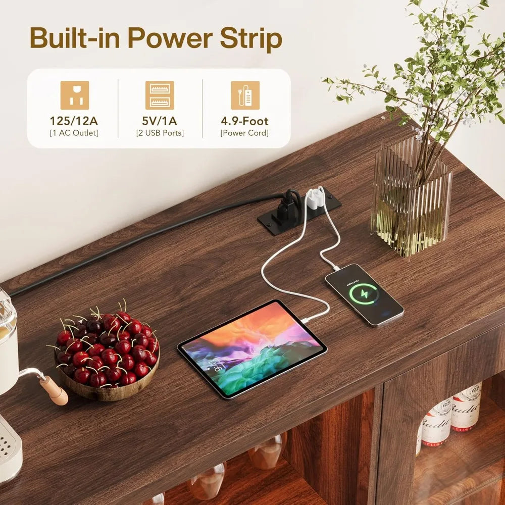 40" Contemporary Wooden & LED Light Bar/Buffet