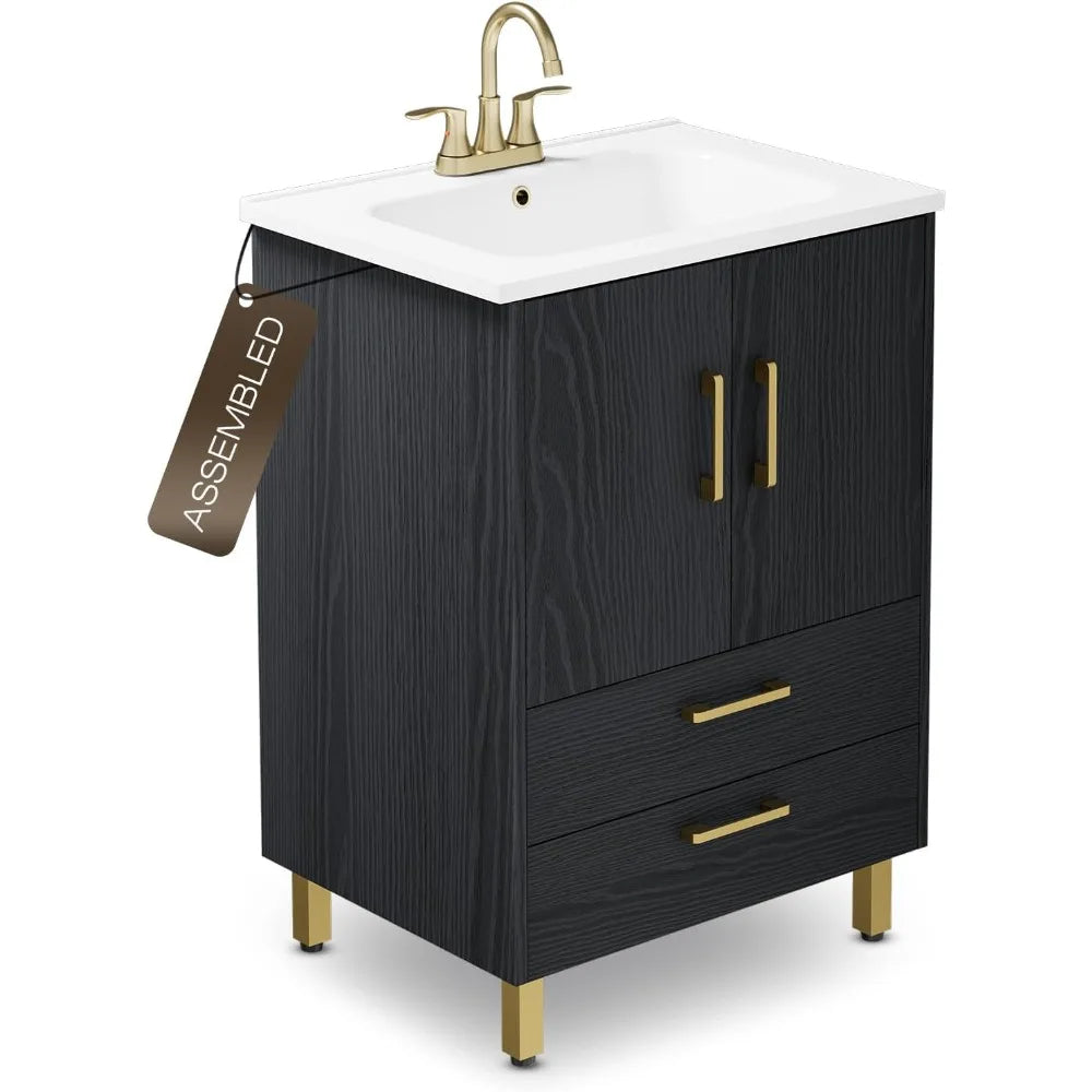 24" Bathroom Vanity with 2 Soft Close Doors and Drawers