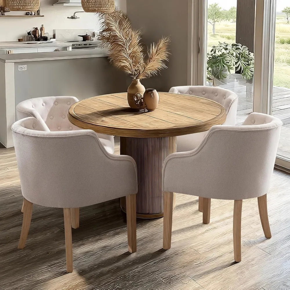 Linen Upholstered Dining Chairs Set of 4