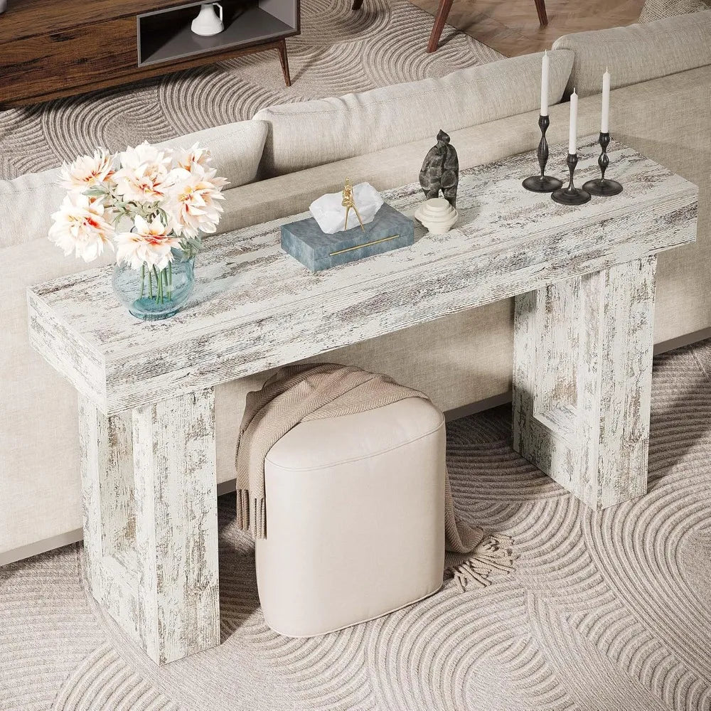 63" Farmhouse Wooden Rectangular Console Table