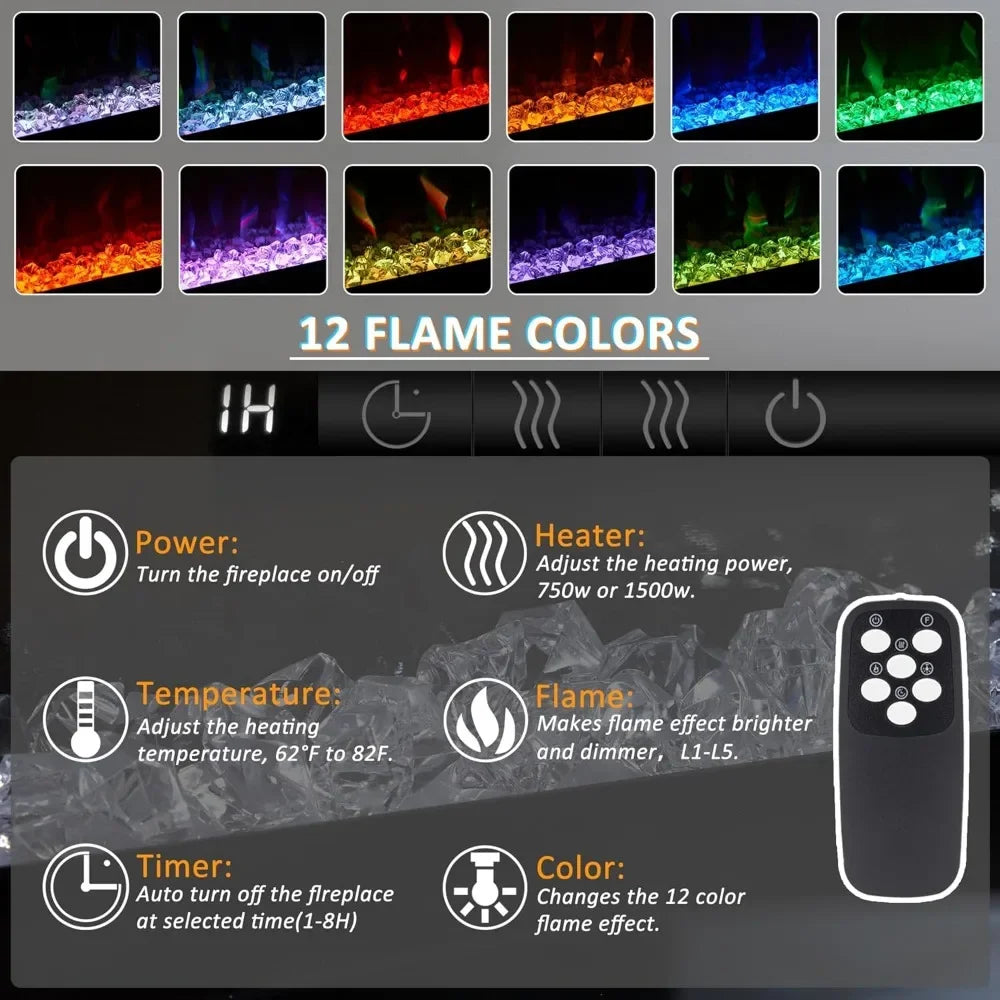 Electric Fireplace LED Light Entertainment Center