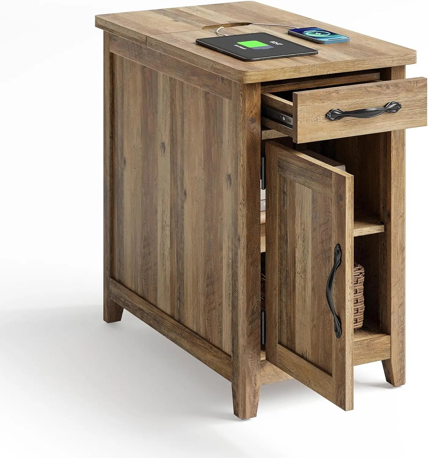 Farmhouse End Table with Charging Station