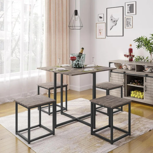Space-Saving Dining Set with Table & 4 Chairs