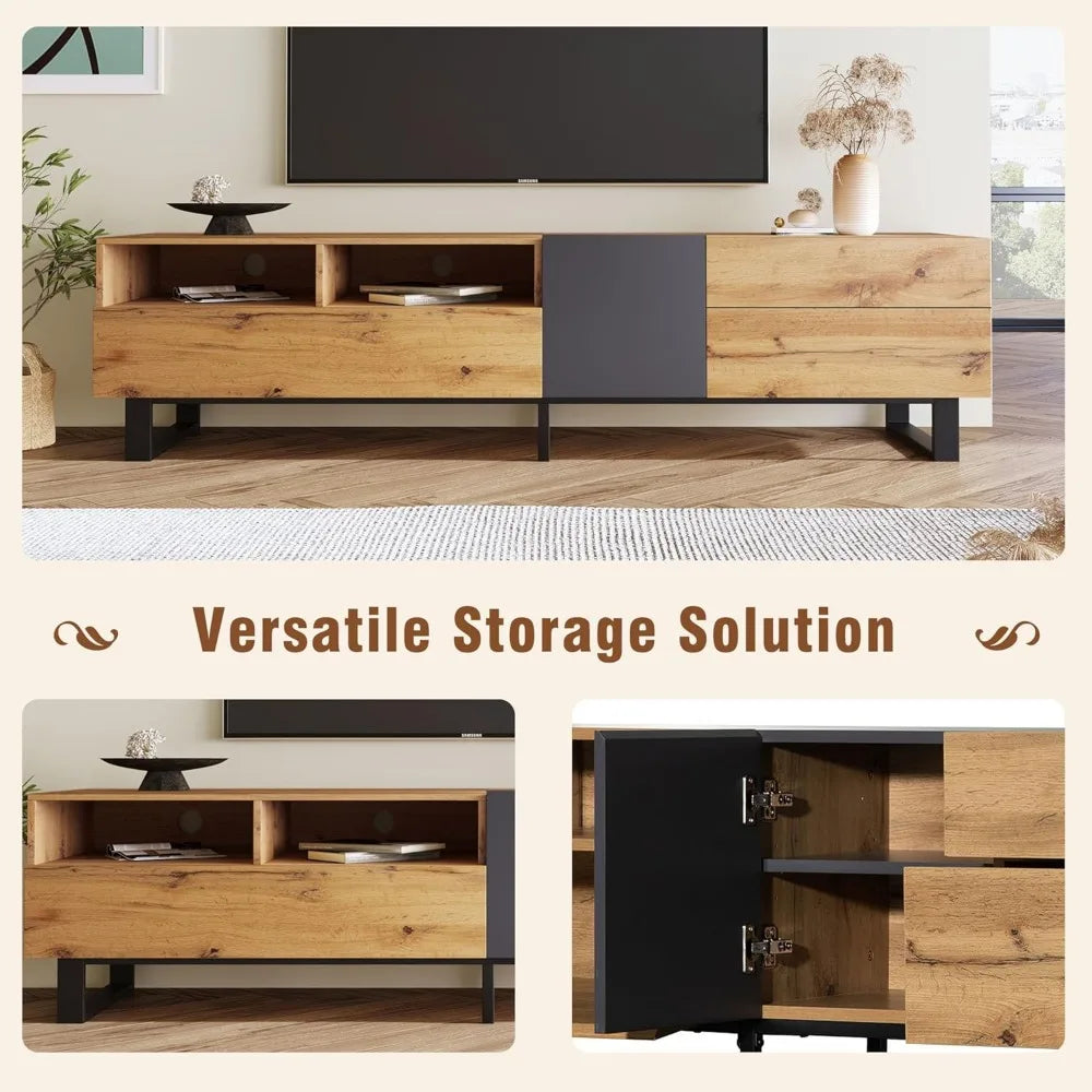 71" Modern Entertainment Center with Open Shelving