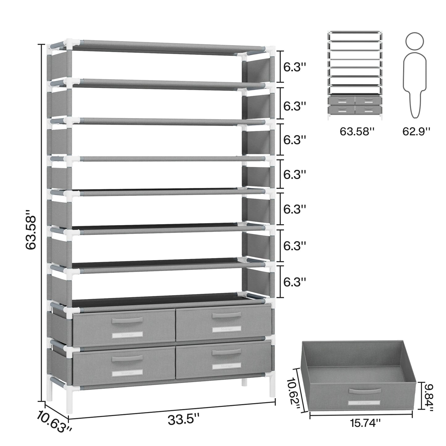 7-Tier Shoe Rack With 4 Drawers