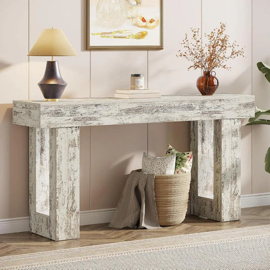 63" Farmhouse Wooden Rectangular Console Table