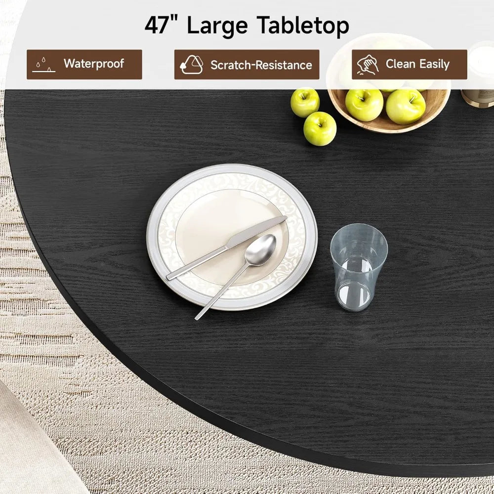 47" Circle Dining Table  with 2-Layer Shelf System