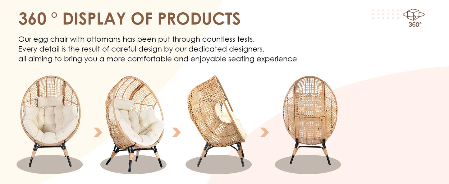 Whicker Egg Chair With Ottoman