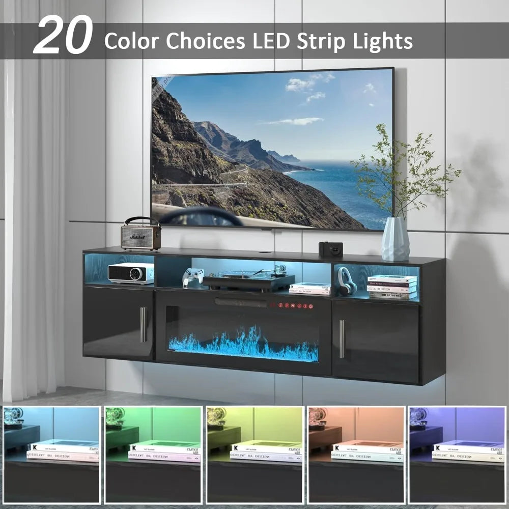 70" Floating Fireplace Entertainment Center