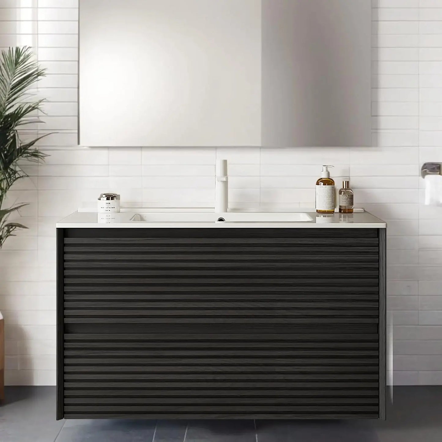 36" Floating Fluted Vanity with Sink