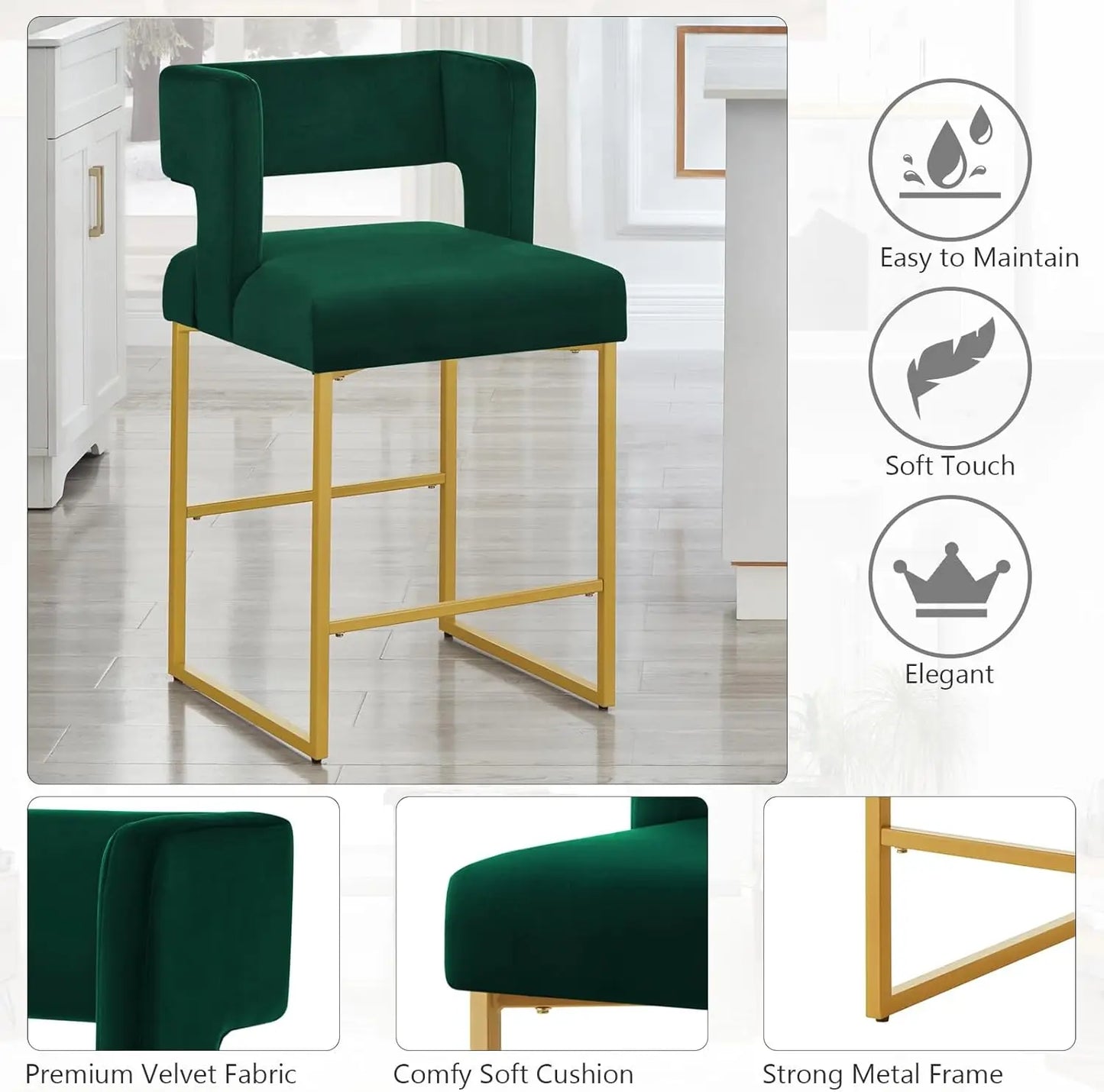 Square Counter Height Bar Stools Set of 2