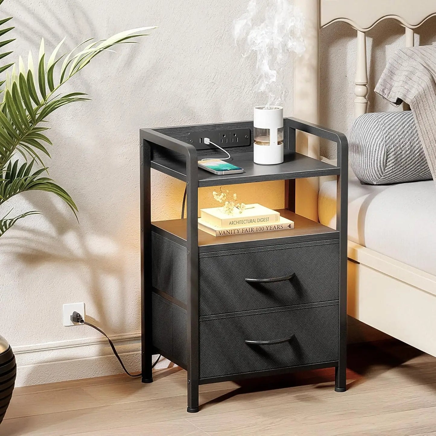 LED Charging Station Nightstand