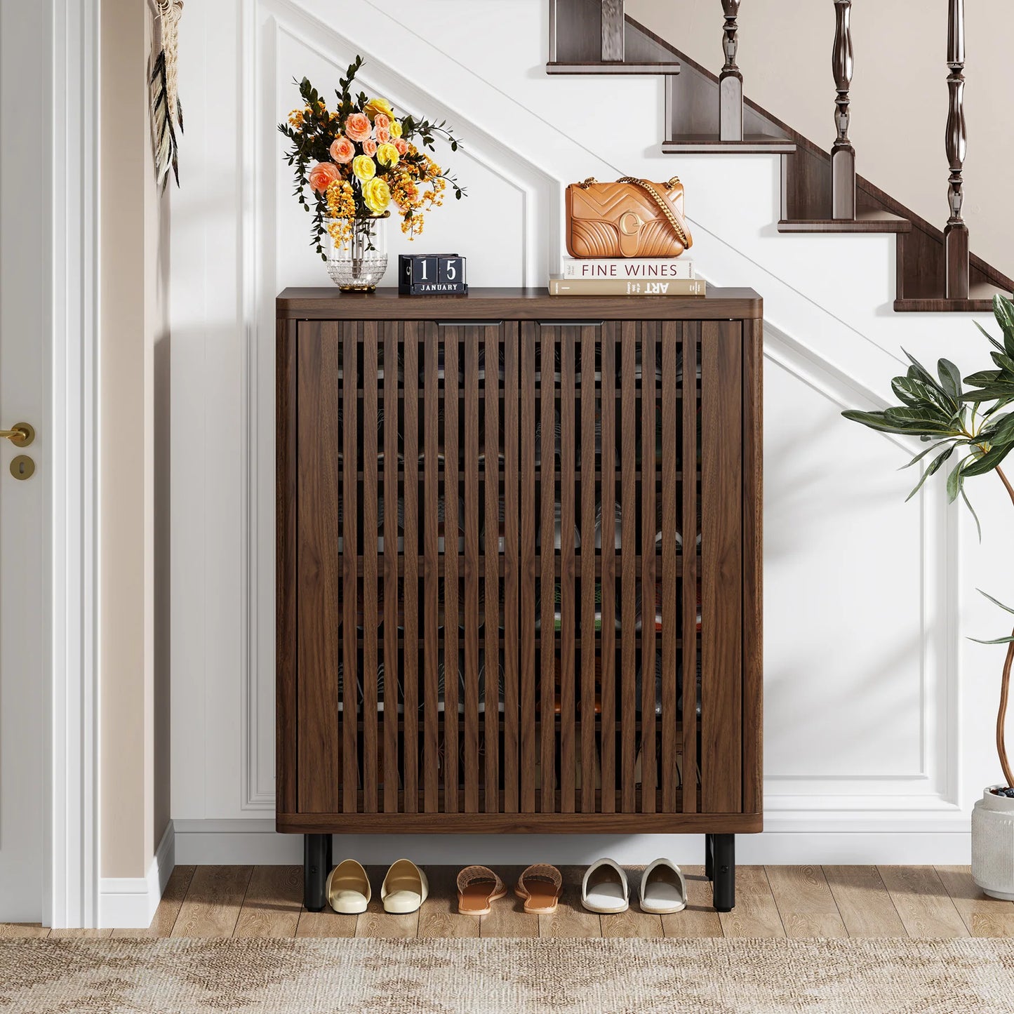 6-Tier Fluted Shoe Cabinet