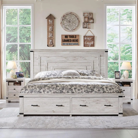 54" Farmhouse Antique White Bed