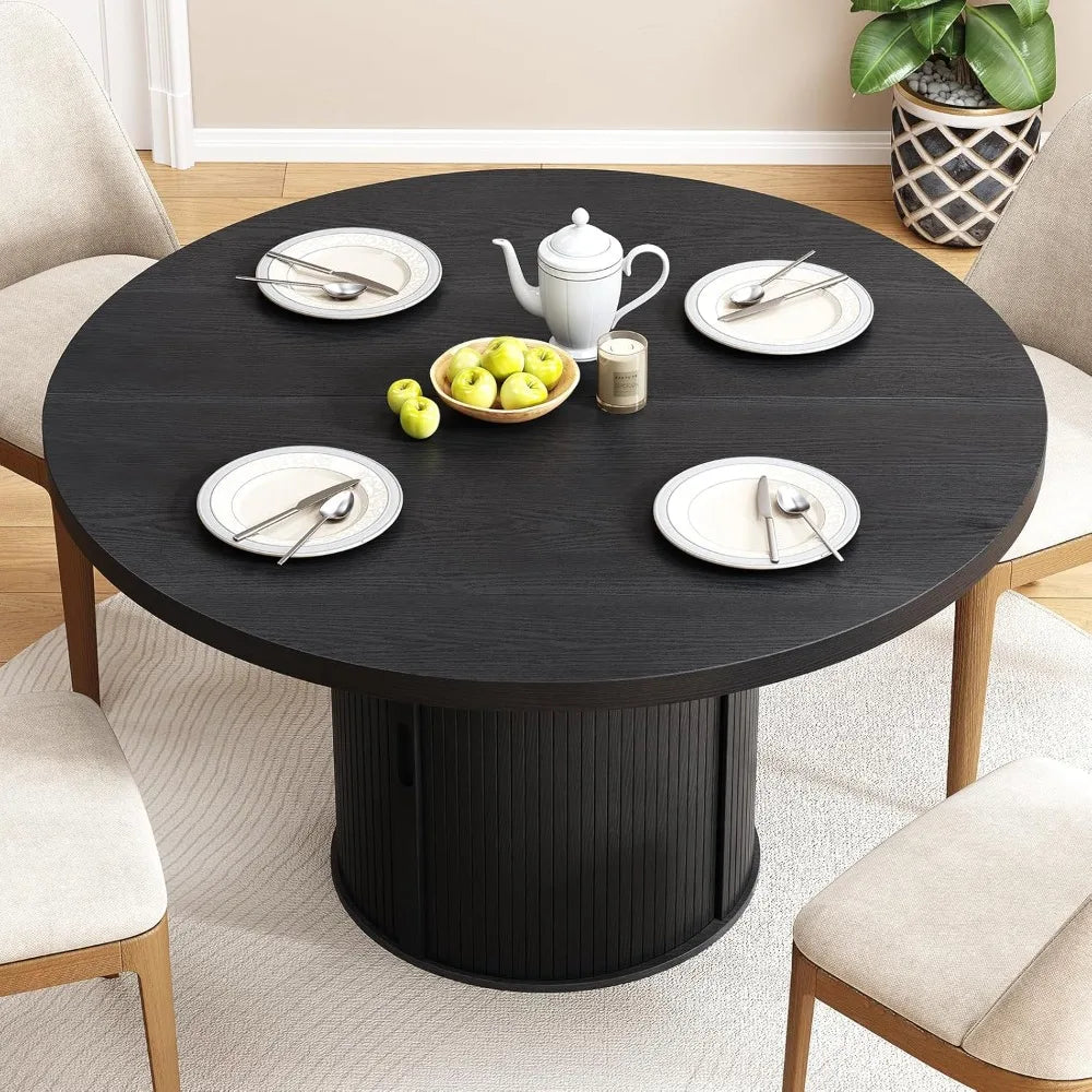 47" Circle Dining Table  with 2-Layer Shelf System