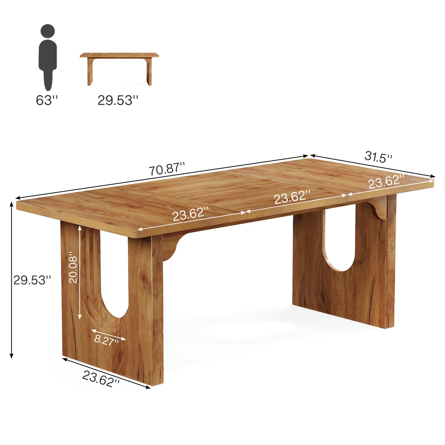 71" Modern Wood Dining Table