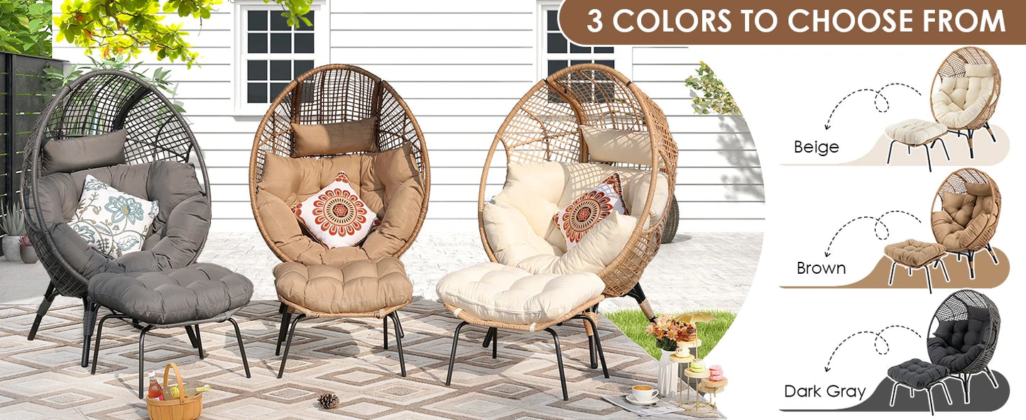 Whicker Egg Chair With Ottoman