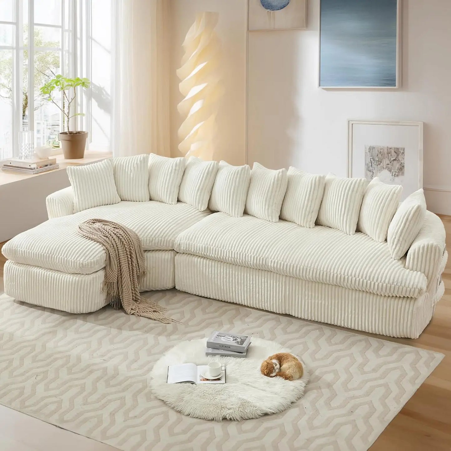 127'' Curved Cloud Corduroy Couch