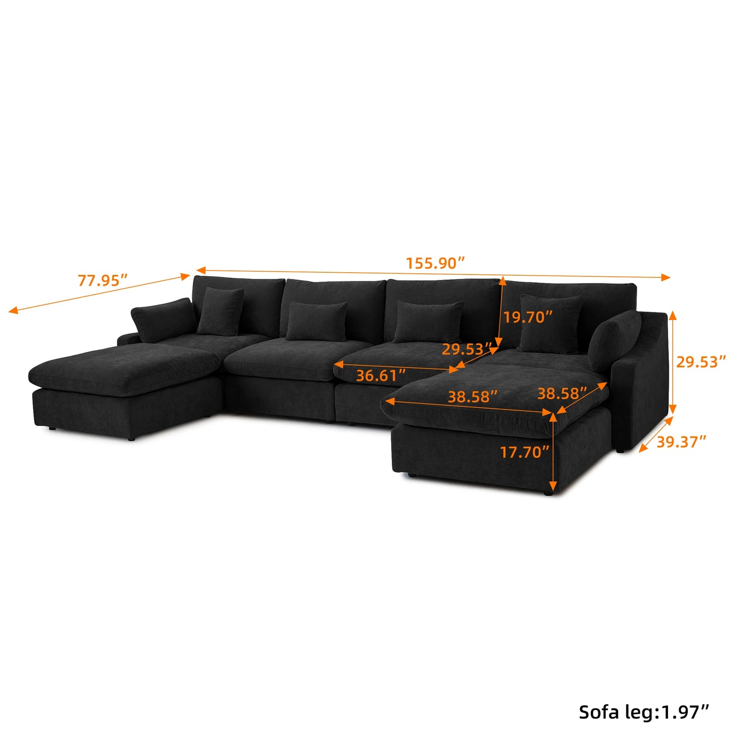 160" Modern U-Shaped Sectional Sofa