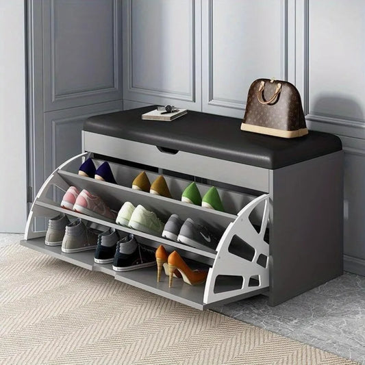 Entryway Shoe Bench with 3-Tier Rack