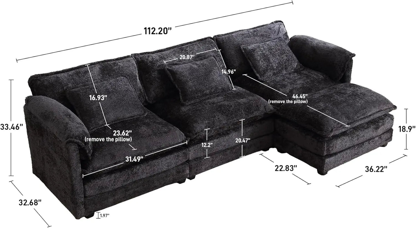 112" Chenille Cloud Sofa