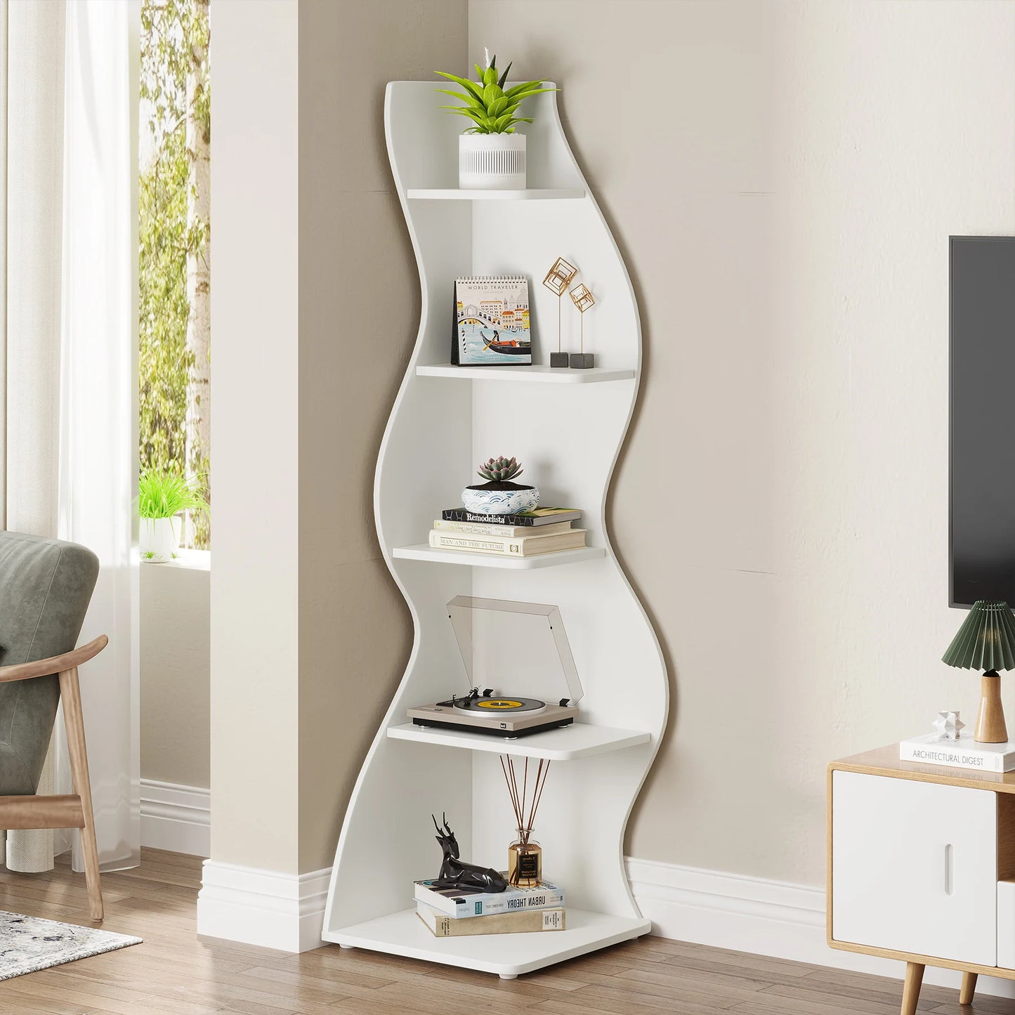 Modern Wavy Corner Shelf