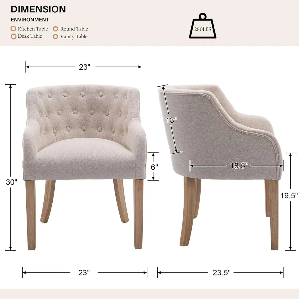 Linen Upholstered Dining Chairs Set of 4