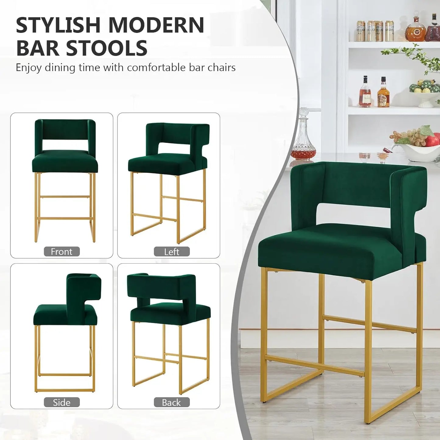 Square Counter Height Bar Stools Set of 2