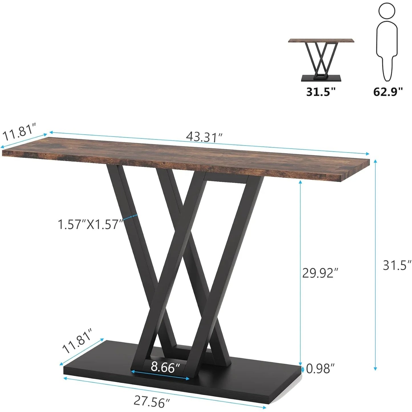 43" Industrial Console Table