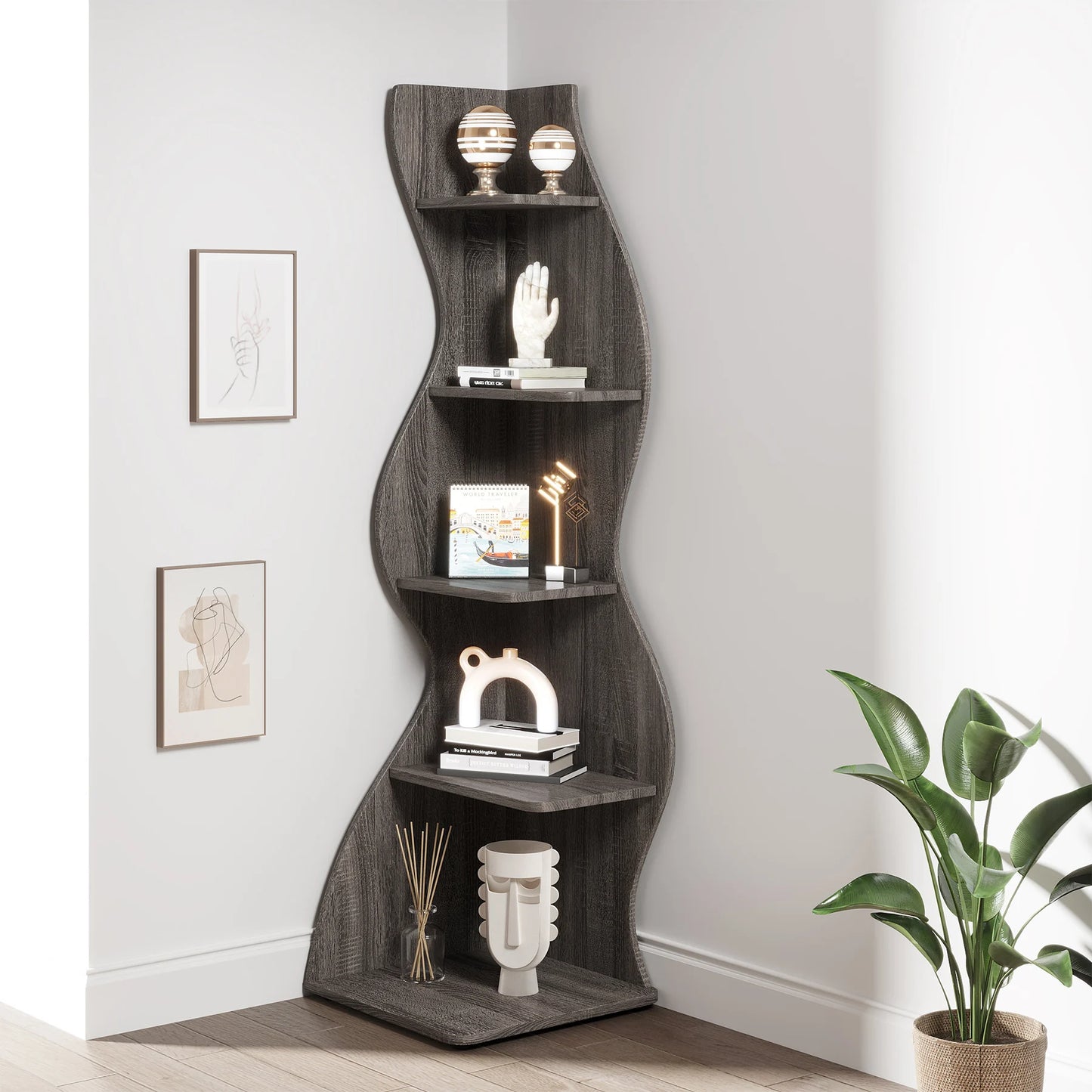 Modern Wavy Corner Shelf