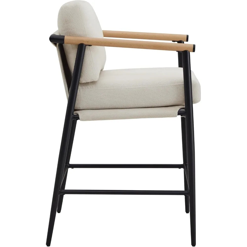 Mid Century Modern Upholstered Barstool Set of 2