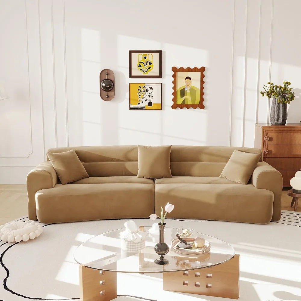 110" Curved Boneless Couch with Deep Seats