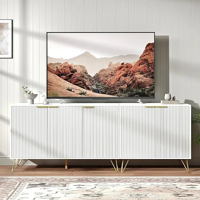 79" Modern 5 Cabinet Fluted Entertainment Center