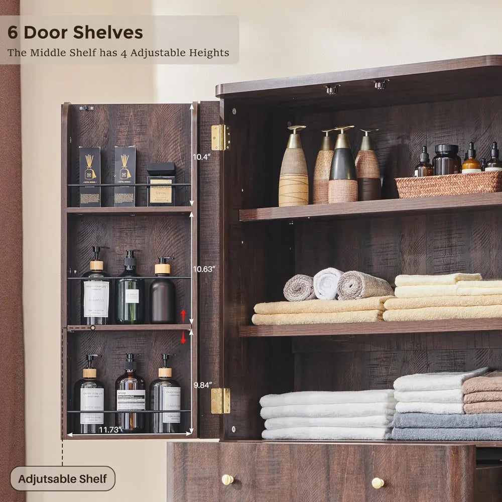 71" Tall Bathroom Storage Cabinet