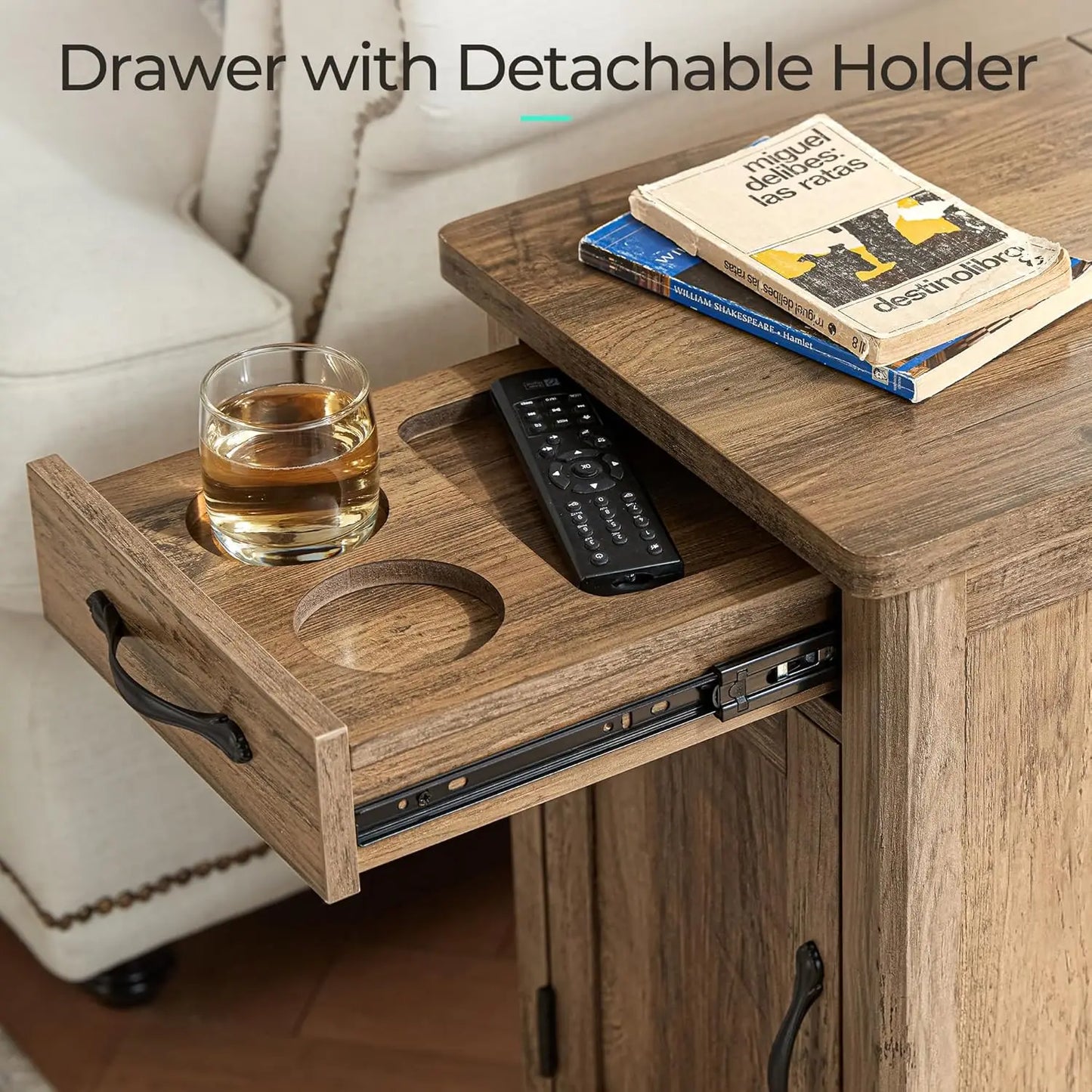 Farmhouse End Table with Charging Station