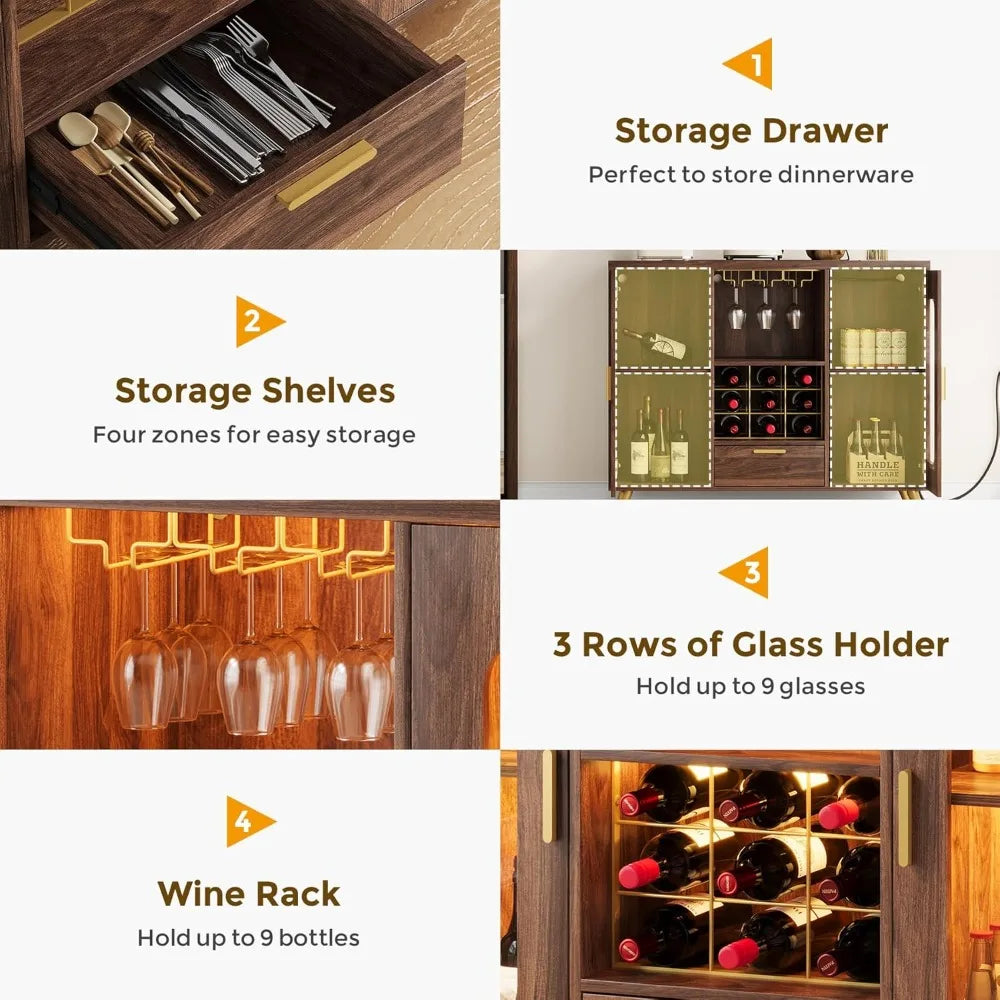 40" Contemporary Wooden & LED Light Bar/Buffet