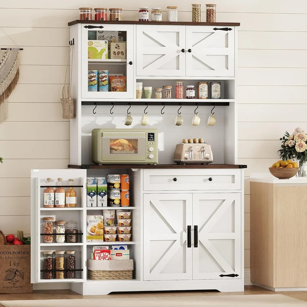71" Barn-Style Kitchen Hutch Pantry