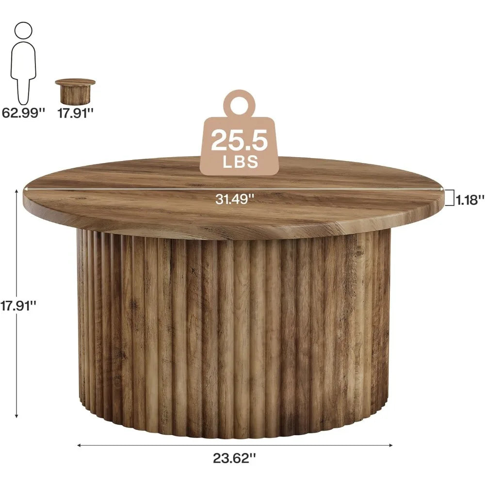 31.5" Fluted Drum Coffee Table