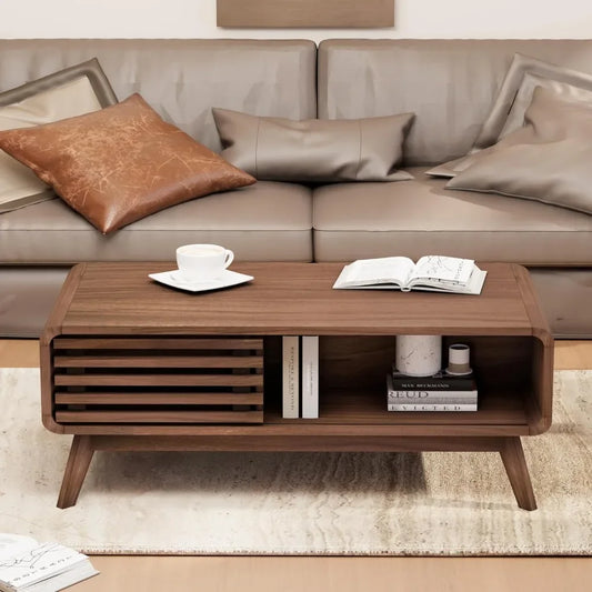 Mid Century Modern Table with Sliding Door