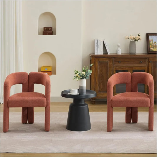 Modern Barrel Linen Dining Chairs Set of 2
