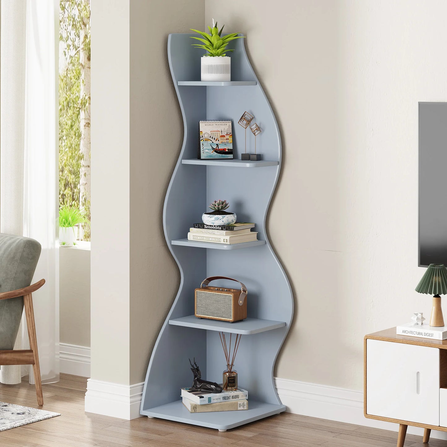 Modern Wavy Corner Shelf