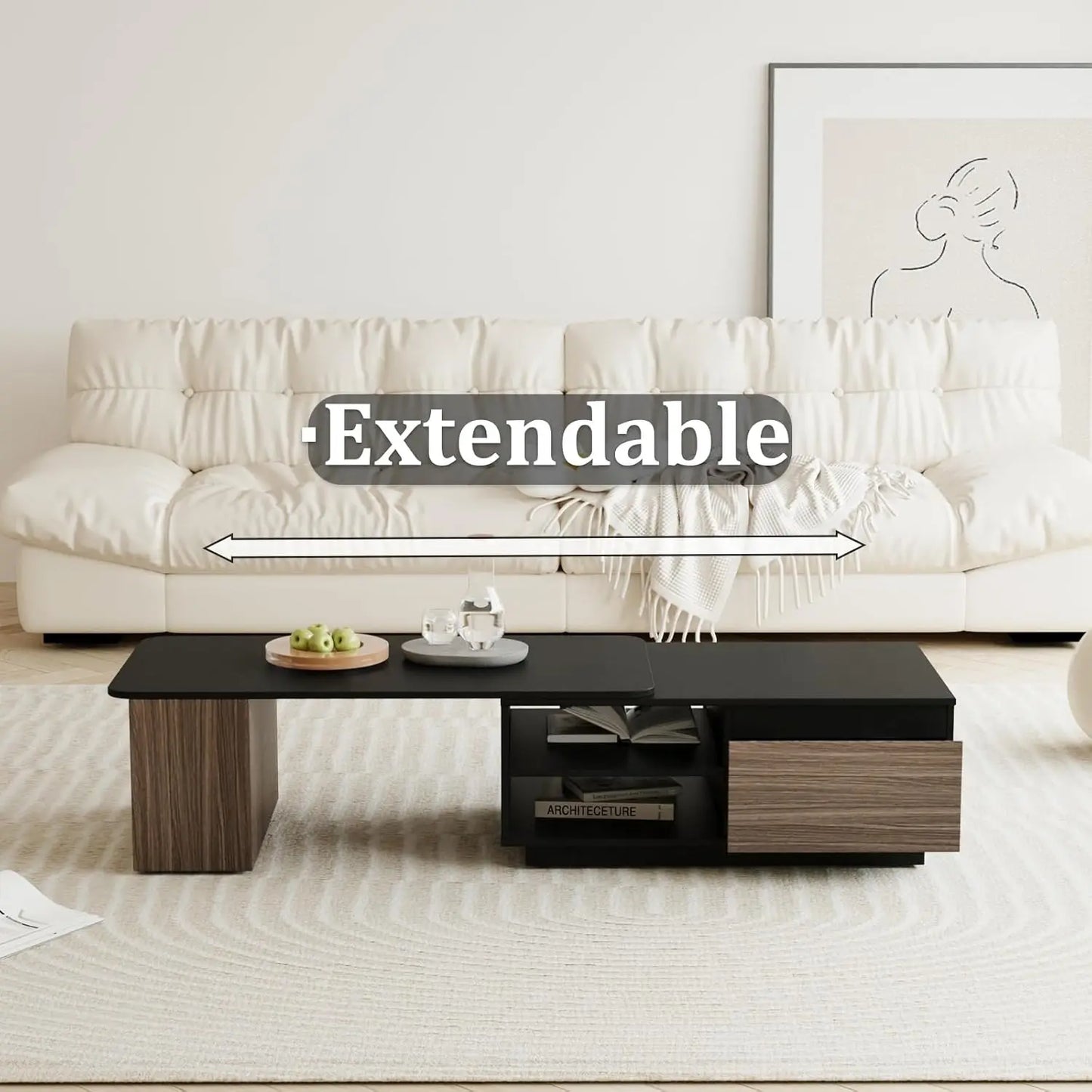 Mid Century Modern Extendable Coffee Table