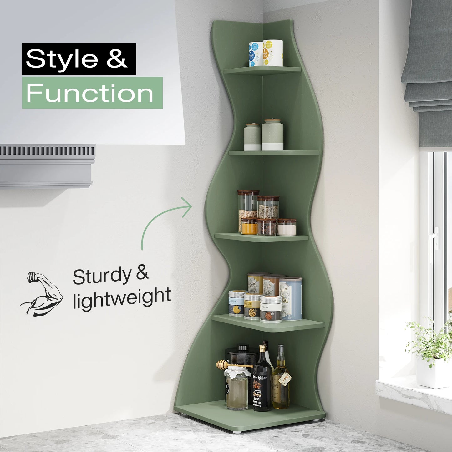 Modern Wavy Corner Shelf