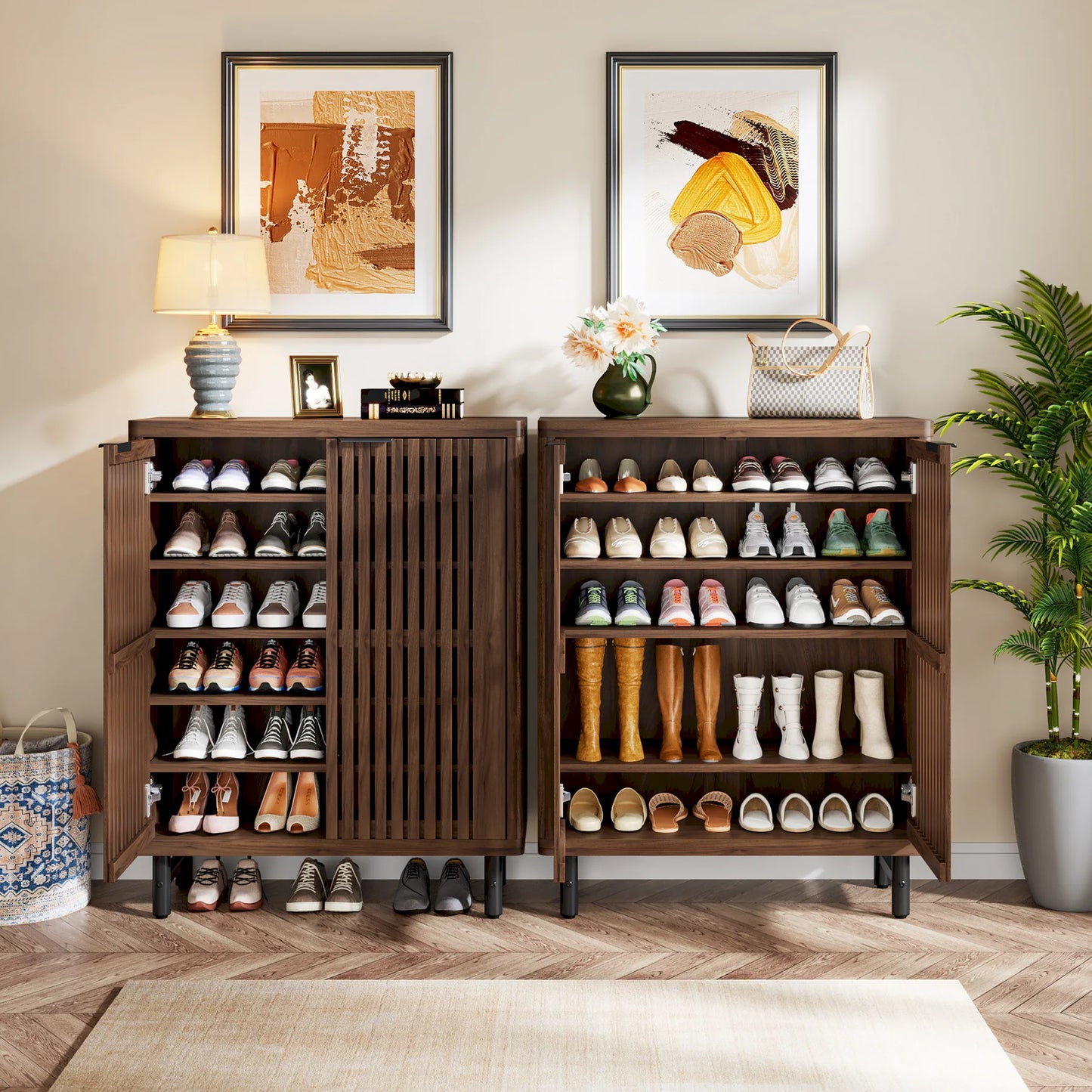 6-Tier Fluted Shoe Cabinet