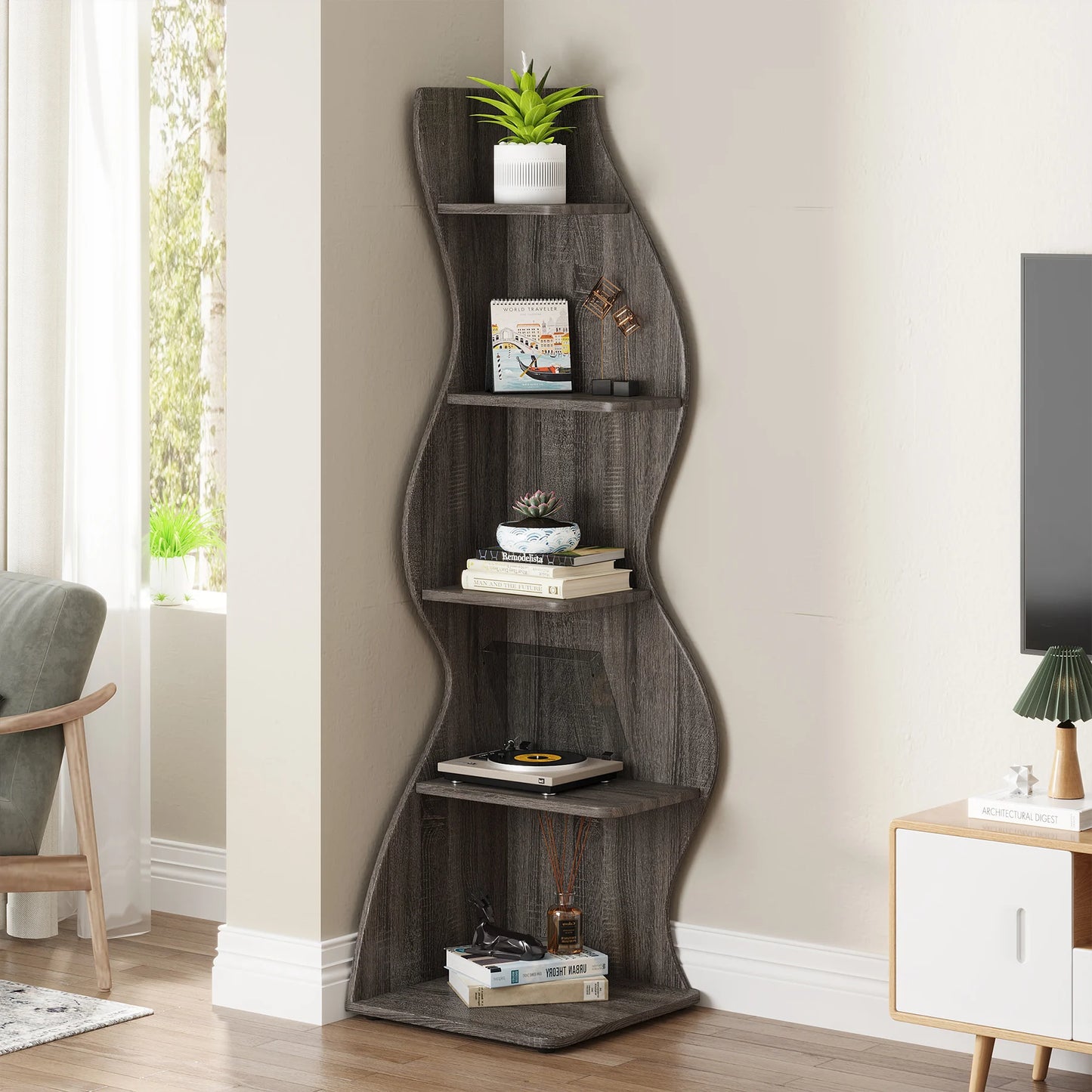 Modern Wavy Corner Shelf
